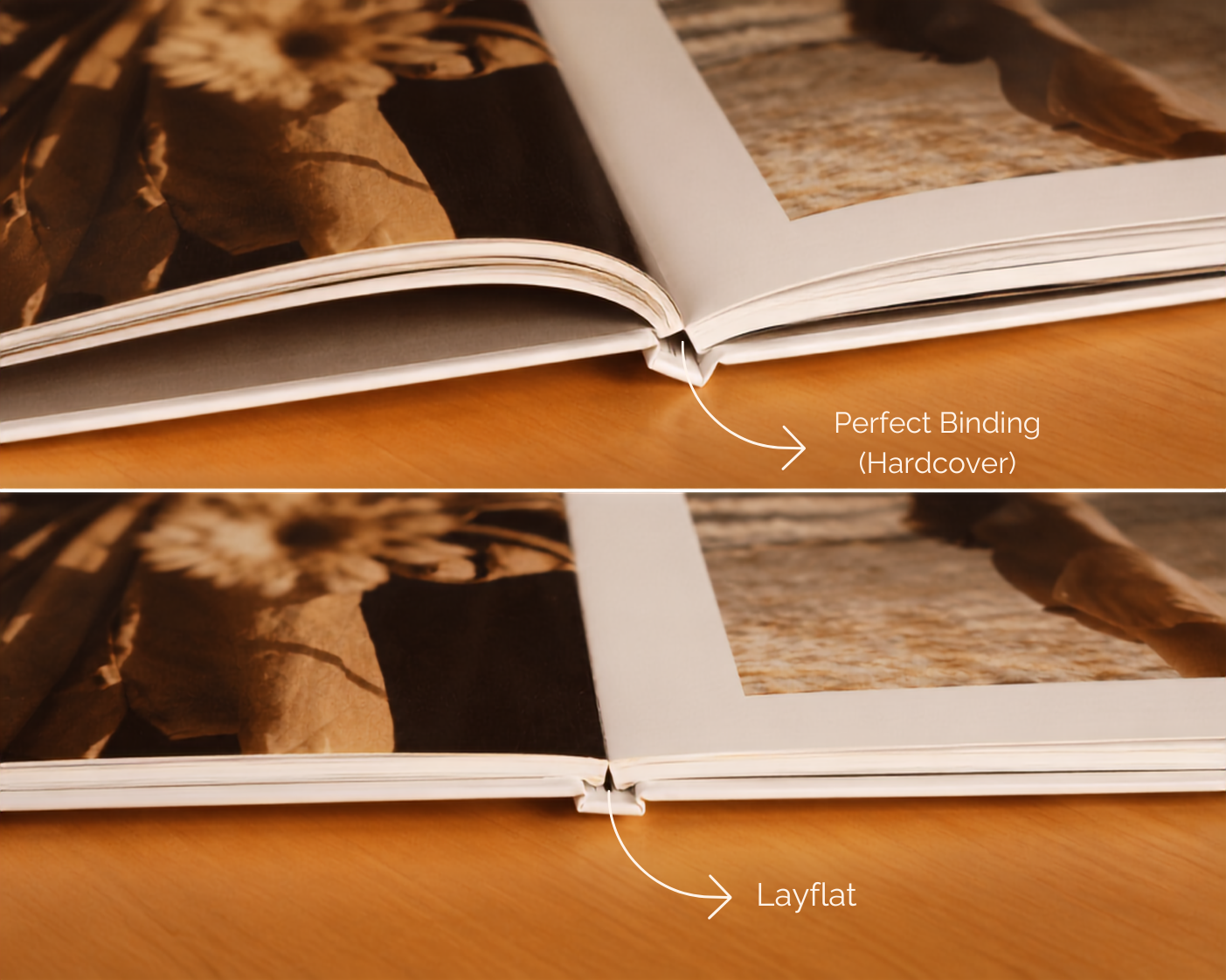 Hardcover Portrait, Hardcover Landscape, Hardcover Square, Layflat Landscape